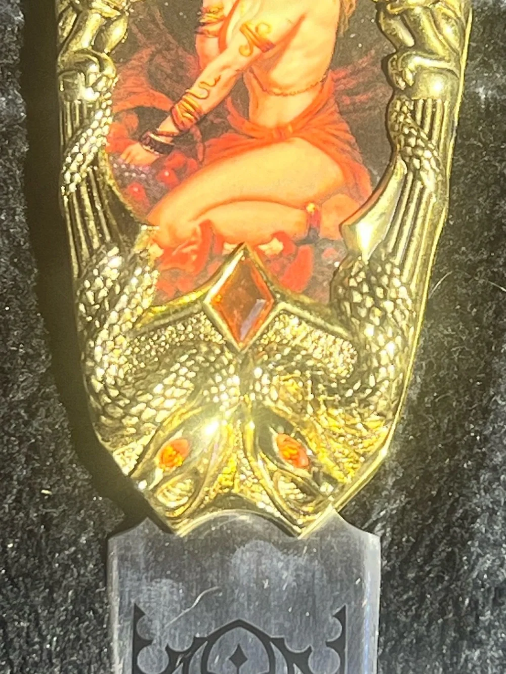 Franklin Mint Seven Deadly Sins collectible knife set with wall display